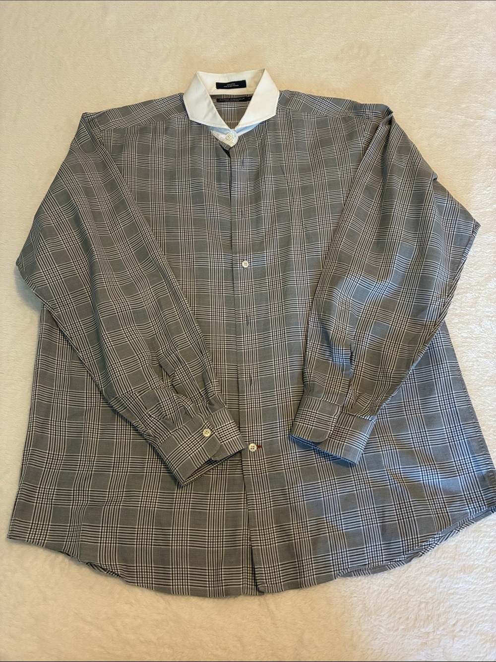 Daniel Cremieux Gray Plaid Dress Shirt with White Contrast Collar